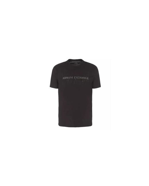 Emporio Armani Black A | X Armani Exchange Regular Fit Crew Neck Cotton Jersey Embellised Logo Tee for men