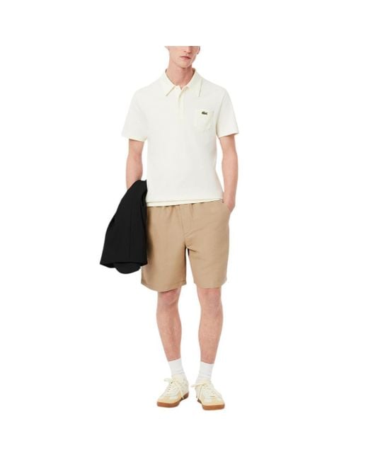 Lacoste White Regular Fit Linen Shorts for men