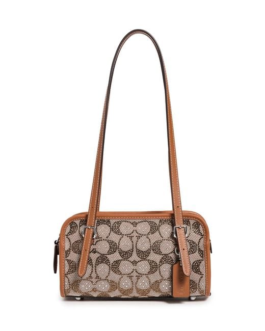 COACH Brown Swing Zip 20 In Crystal Signature Jacquard