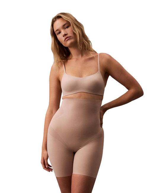 Calvin Klein Brown Shapewear Stay-put Stretch High-waist Mid-thigh Short