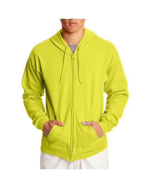 Hanes Yellow , Ecosmart Fleece Full Hoodie, Zip-up Hooded Sweatshirt For , Safety Green for men