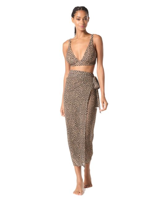 Michael Kors Natural Standard Cheetah Print Wrap Tie Pareo