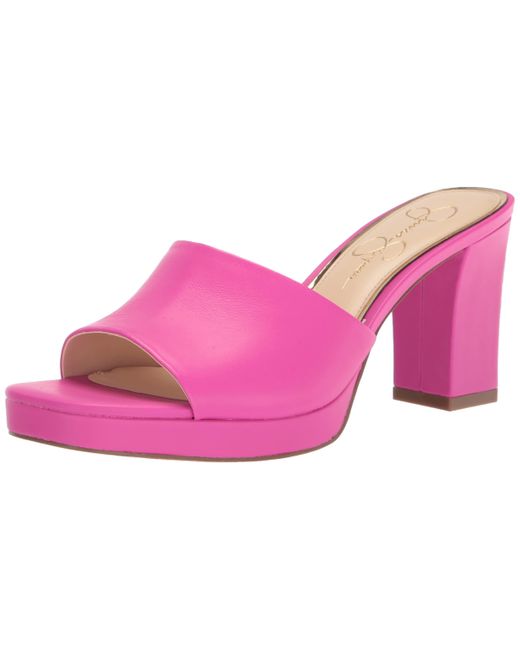 Jessica Simpson Leather Elyzza Slip On Platform Sandal Heeled in Pink ...