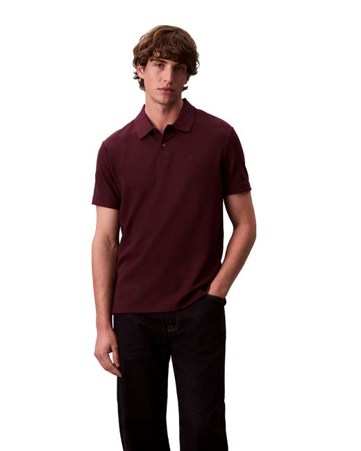 Calvin Klein Purple Micro Waffle Polos for men
