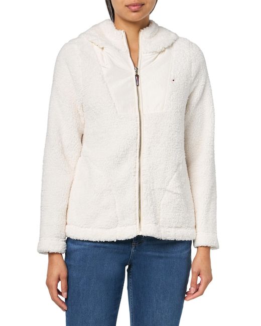 Tommy Hilfiger White Zip Up Sherpa Jacket