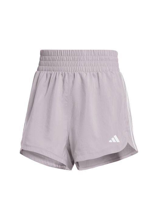 Adidas Purple Pacer Training 3 Stripes Woven High Rise Shorts