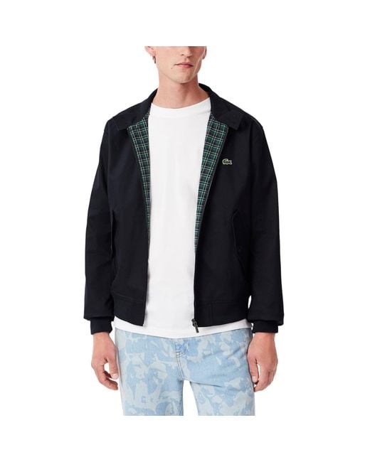 Lacoste Black Water-repellent Twill Harrington Jacket for men