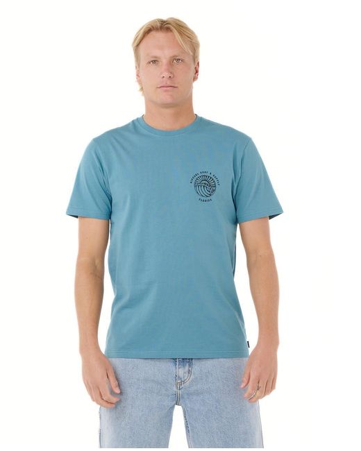 Rip Curl Blue Graphic Short Sleeve Crew Neck T-shirt for men