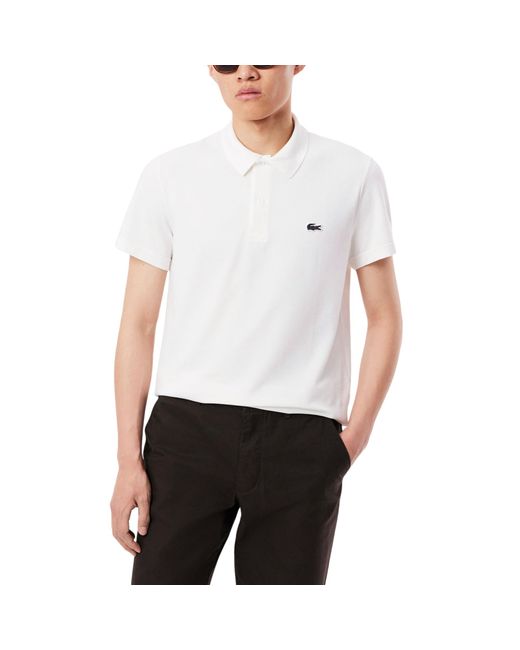 Lacoste White Regular Fit Cotton Blend Polo Shirt for men