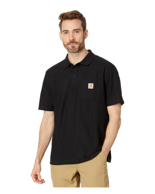 Carhartt Black Loose Fit Midweight Short Sleeve Pocket Polo for men