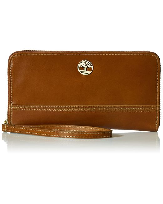 Timberland Womens Leather Rfid Zip Around Wallet Clutch With Strap Wristlet  in Brown - Save 32% | Lyst