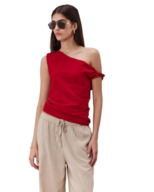 Gottex Red Standard Terra One Shoulder Beach Shirt Cover-up