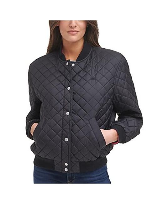 Levi's Diamond Quilted Bomber Jacket in Black | Lyst
