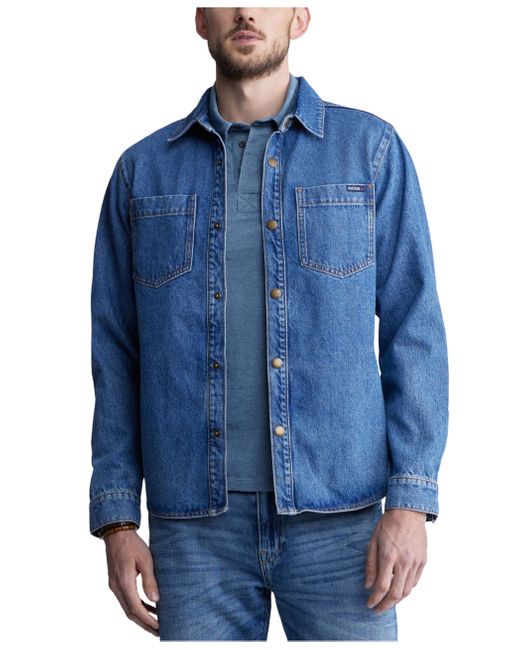 Buffalo David Bitton Blue Shirt Style Shacket Jacket for men