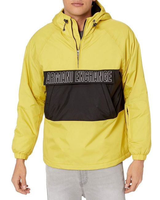 Emporio Armani Yellow A|x Armani Exchange Pullover Quarter Zip Jacket With Hood for men
