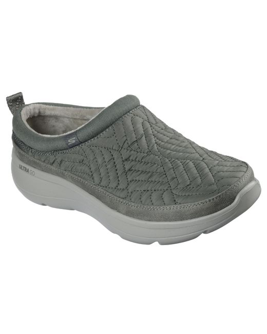 Skechers Gray On-the-go Encore Quilted Nylon Mule Slipper