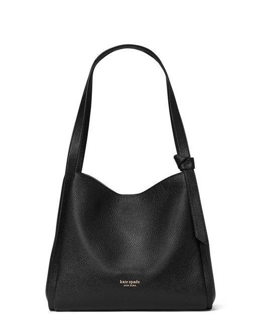 Kate Spade Black Knott Pebbled Leather Large Shoulder Bag