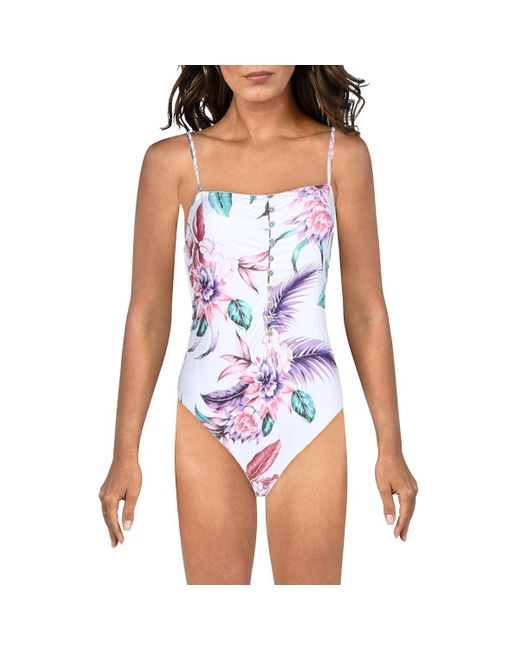 Jessica Simpson Standard Straight Neck One Piece Swimsuit Bathing Suit In White Save 53 Lyst