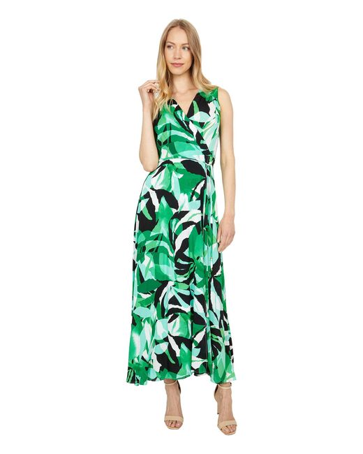 calvin klein green wrap dress