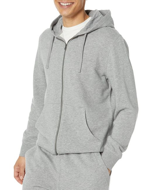 Felpa con Cappuccio e Cerniera Integrale a iche Lunghe in Spugna Francese di Amazon Essentials in Gray da Uomo