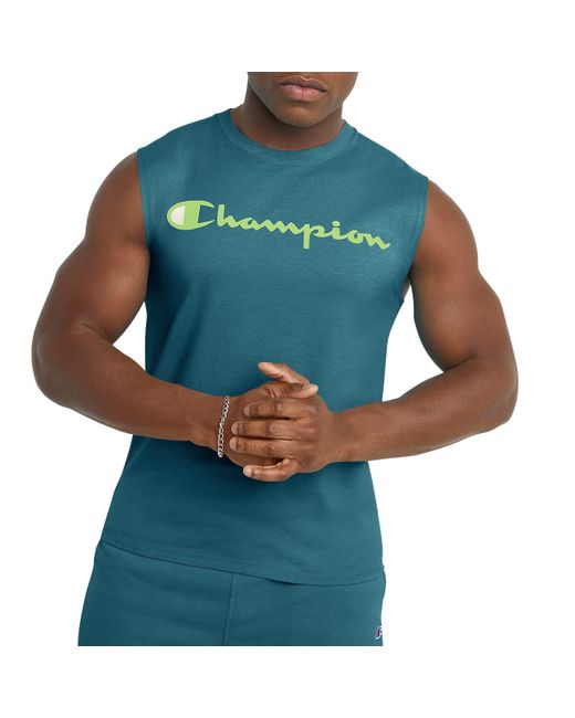 Champion Blue T, Cotton Tee, Muscle Shirts For for men