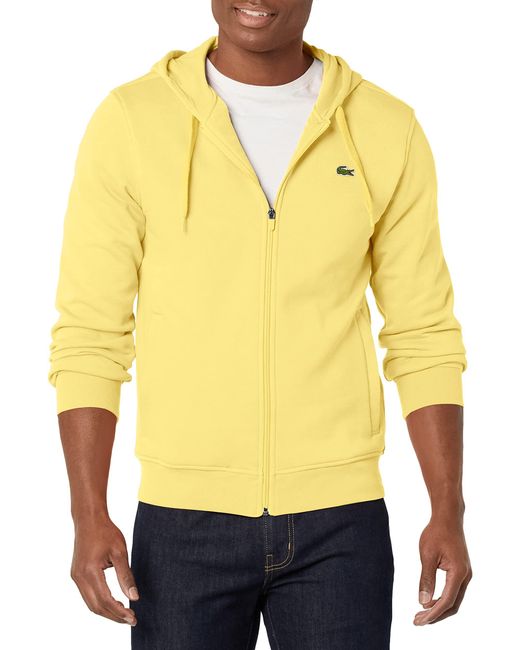 Lacoste Sport Fleece Full Zip Hoodie Sweatshirt in Yellow for Men - Lyst