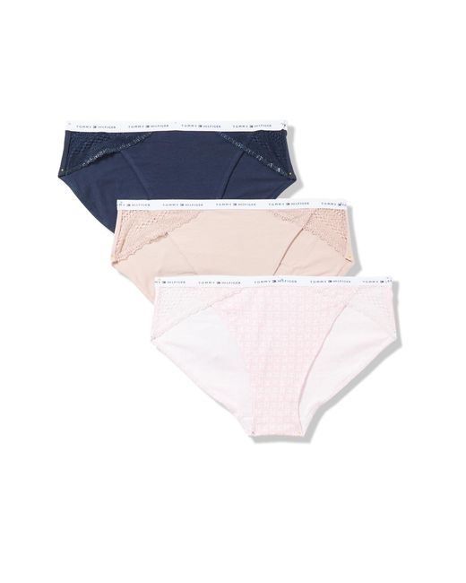 Tommy Hilfiger Blue Cotton Lace Bikini Underwear Panty