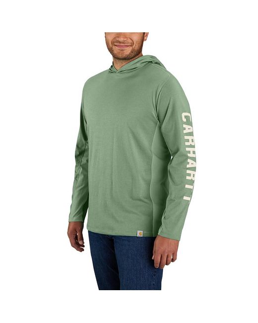 Carhartt Green Force Relaxed Fit Midweight Long-sleeve Logo Graphic Hooded T-shirt for men