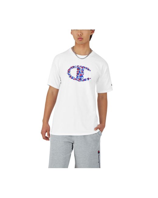 Champion , Classic, Comfortable Crewneck T-shirt, Graphic Tee, White C's Collage, Large for men