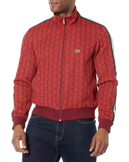 Lacoste Red Vintage Fit Printed Full Zip Sweatshirt for men