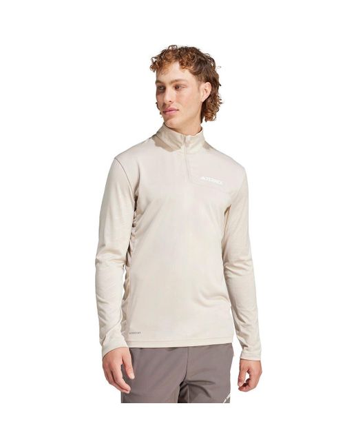 Adidas Natural Terrex Multi Half-zip Long Sleeve T-shirt for men