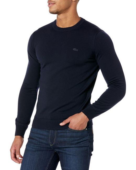 Lacoste Blue Crew Neck Merino Wool Sweater for men