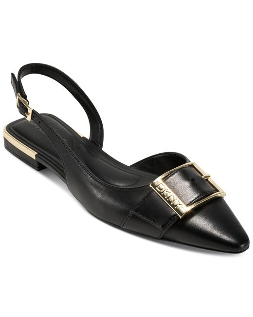 DKNY Black Clemma Slingback Loafer Mule With Belt Detail Flat Sandal