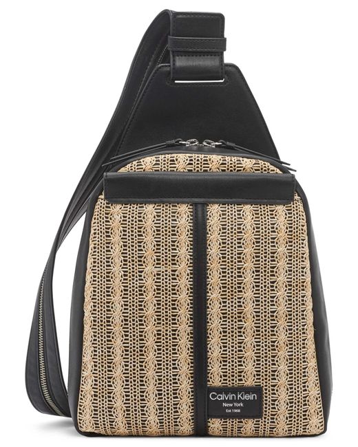Calvin Klein Myra Convertible Sling Backpack in Natural/Black (Black) Lyst