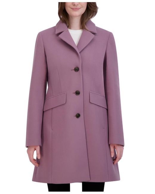 Laundry by Shelli Segal Purple Faux Wool Coat With Notch Collar