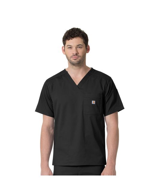 Carhartt Black Mens Slim Fit 6 Pkt Top Medical Scrubs Shirt for men