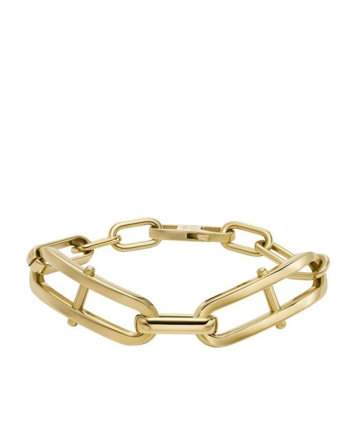Fossil Metallic Stainless Steel Gold-tone Heritage D-link Chain Bracelet