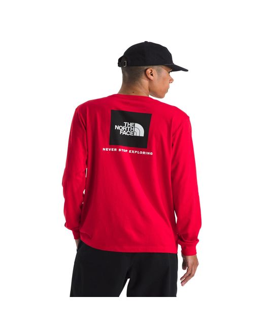 The North Face Red 's Core Box Long Sleeve Nse Tee | T-shirt With Ribbed Collar & Cuffs For Durability for men