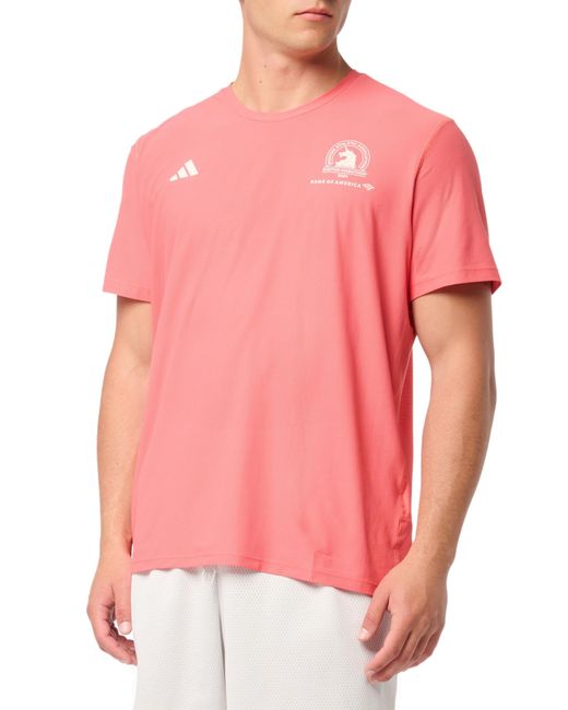 Adidas Pink Boston Marathon 2024 Own The Run T-shirt for men