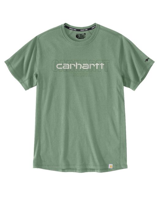 Carhartt Green Big & Tall Force Relaxed Fit Midweight Short-sleeve Logo Graphic T-shirt for men