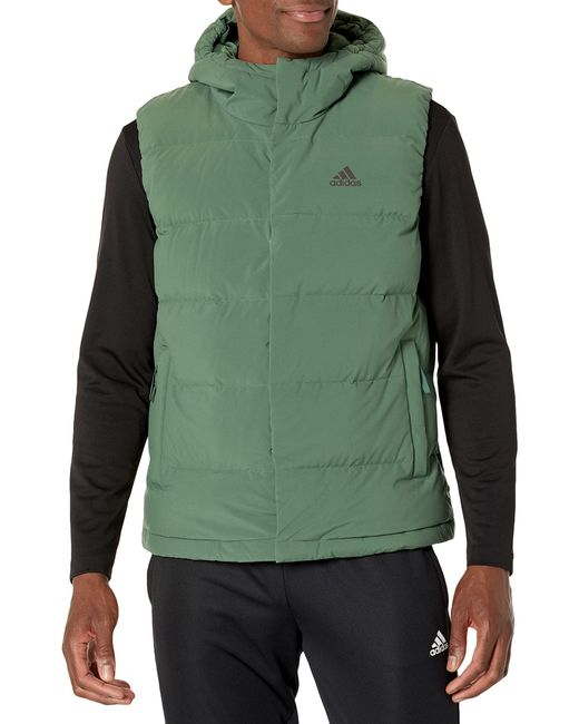 adidas Helionic Hooded Down Vest in Green for Men | Lyst