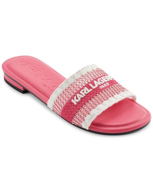 Karl Lagerfeld Pink Paris Cairra Flat Sandal With Logo Stitching Heeled