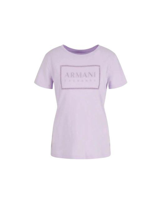 Emporio Armani Purple A | X Armani Exchange Armani Exchange Embroidered Logo Cotton T-shirt