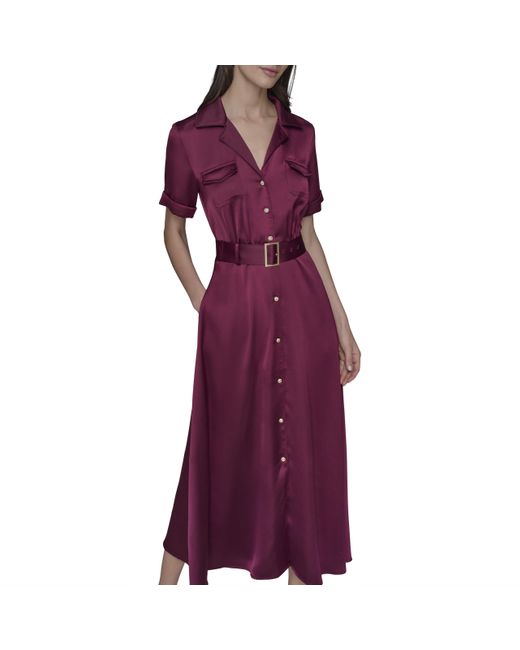 Karl Lagerfeld Purple Paris Short Sleeve Buttons Down Front Shirt