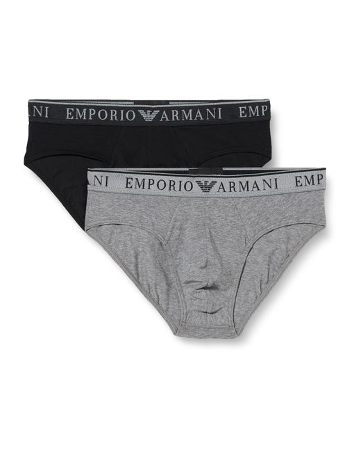 Emporio Armani Gray Stretch Cotton Endurance 2pack Brief for men