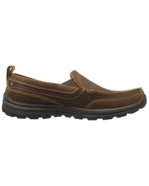 Skechers Leather Relaxed Fit Memory Foam Superior Gains Slip-on in Dark ...