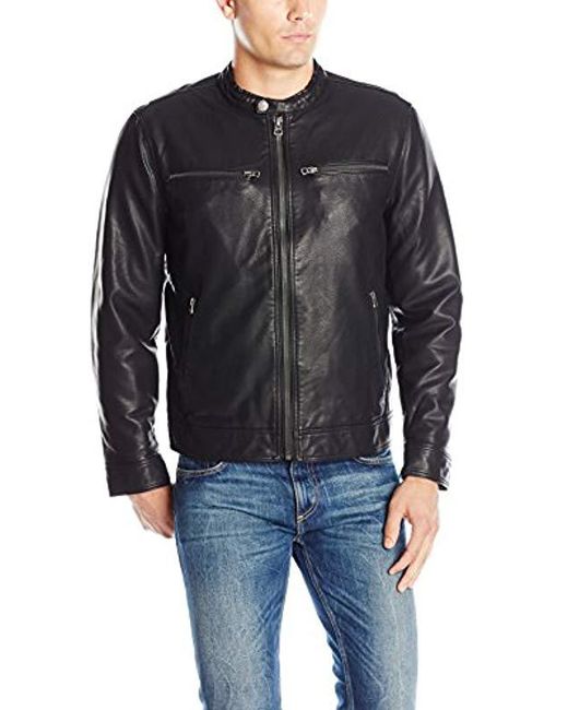 Men S Black Adison Faux Leather Moto Jacket