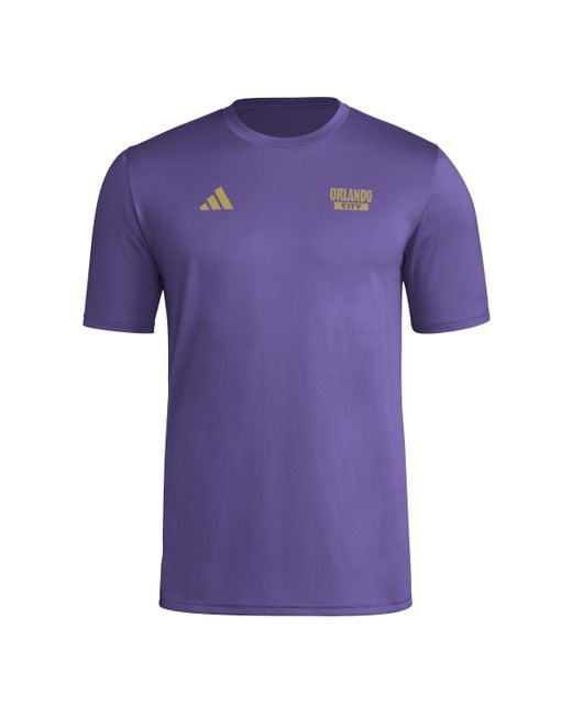 Adidas Purple Standard Local Warp Pre-game Short Sleeve T-shirt for men