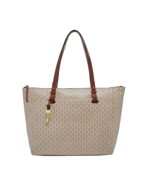 Fossil Womens Rachel Taupe/tan Tote Bag in Brown | Lyst