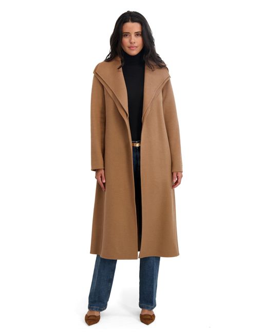 tahari women's wool wrap coat with tie belt
